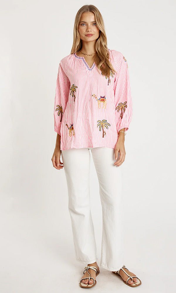 AHARA- Striped Cotton Top