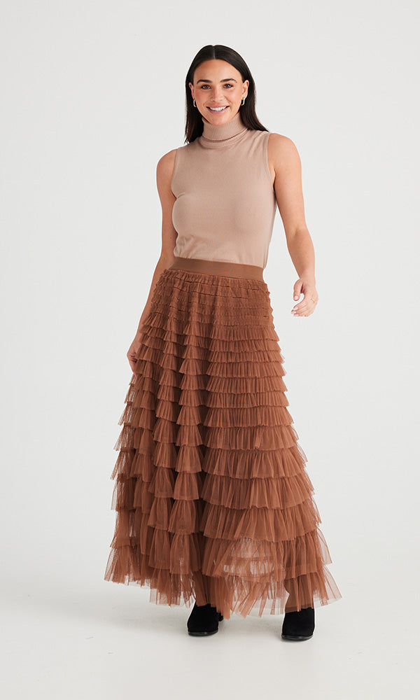 BRAVE AND TRUE CHANCE SKIRT BROWN