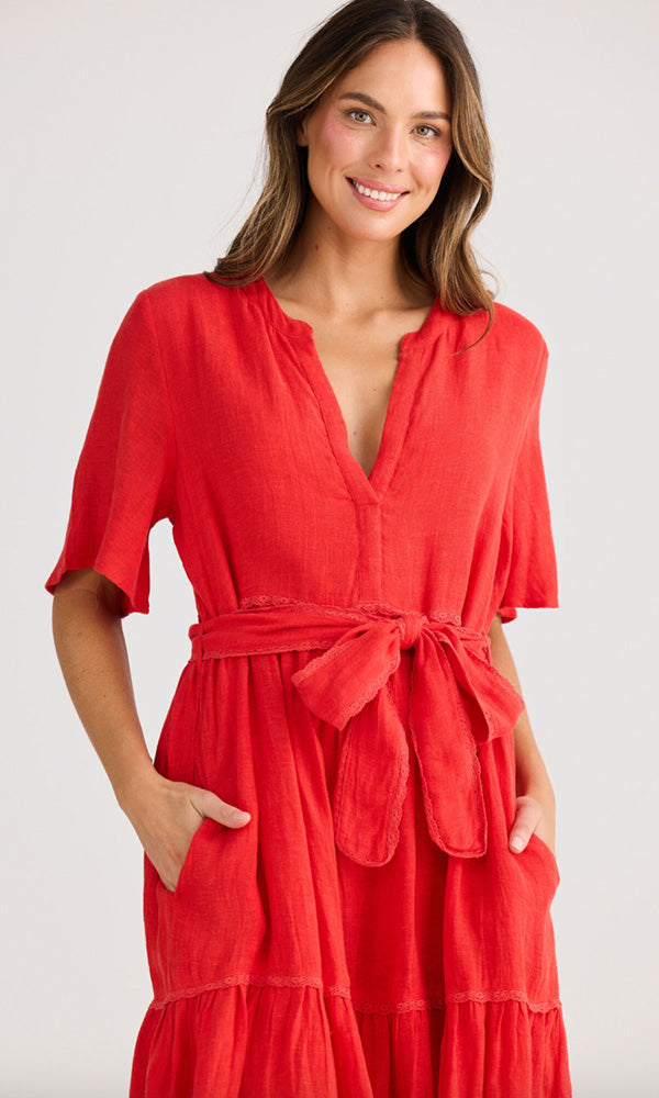 LYN- Linen Tiered Dress