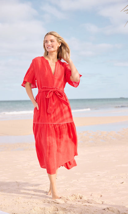 LYN- Linen Tiered Dress