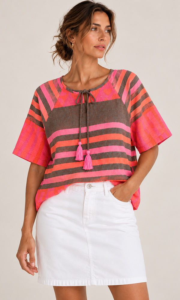 NEO- Handloomed Stripe Top