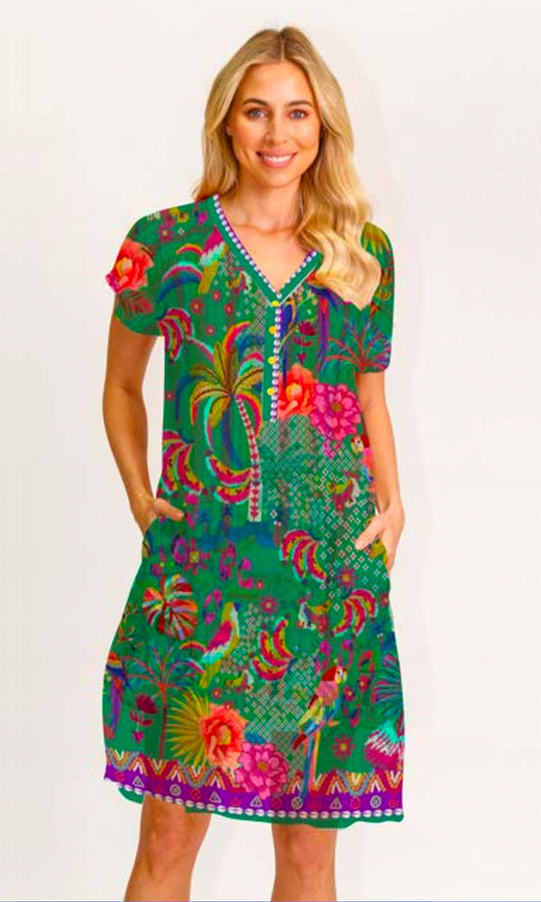 LA PLAYA- Parrot Dress