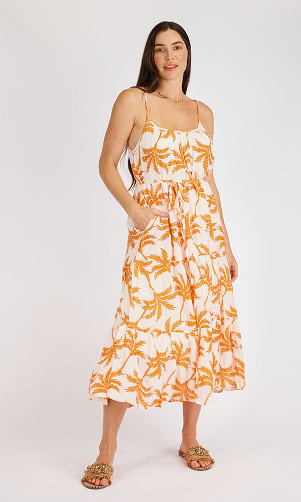 TAHITI- Palm Print Sundress