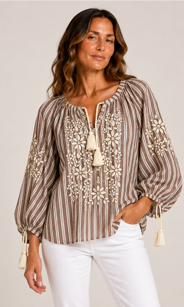 AXELLE- Embroidered Top