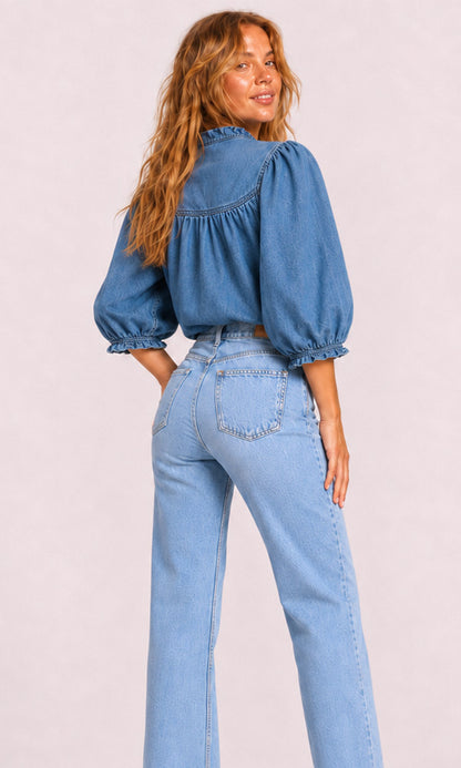 BUTTONS- Denim Blouse