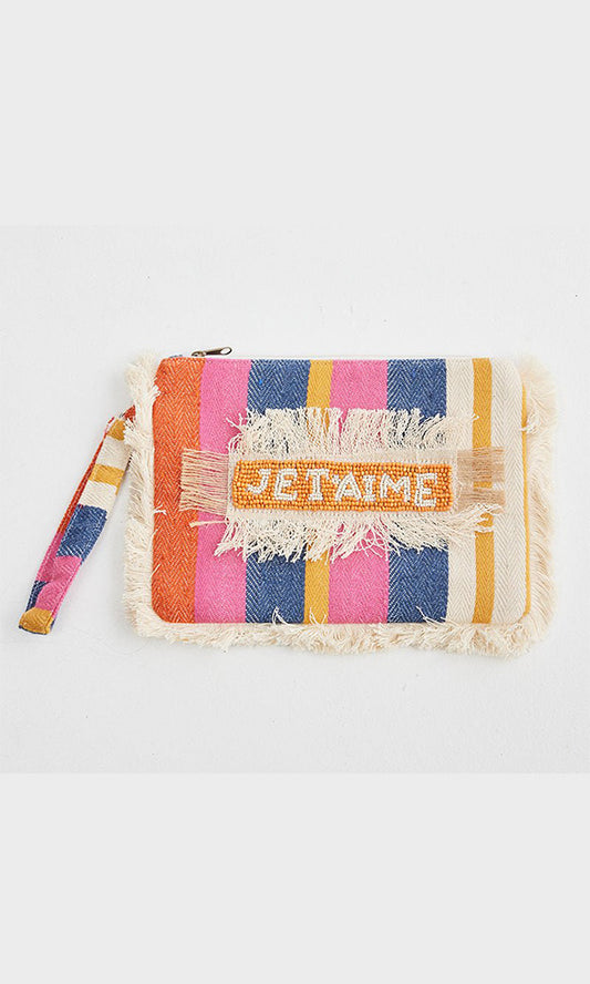 JE T'AIME- Stripe Pouch