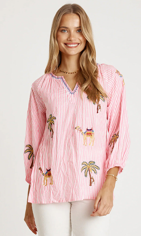 AHARA- Striped Cotton Top