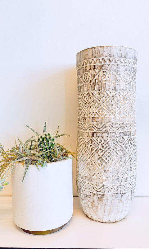 VASE 1- Carved Wooden Vase