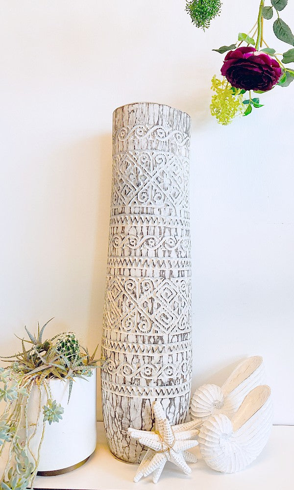 VASE 2- Carved Wooden Vase