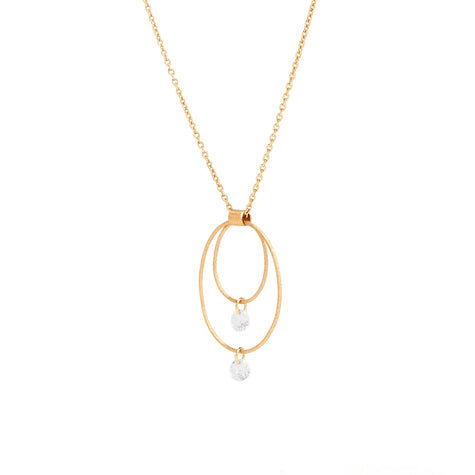 XN1105G- Elipse Crystal Necklace